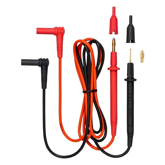 BENNING 10231315 Silikon-Sicherheitsmessleitungen 6-teilig (Rot/Schwarz) 2 mm/4 mm Messspitzen 1 m 4 mm Sicherheitsstecker CAT IV 1000 V 10 A