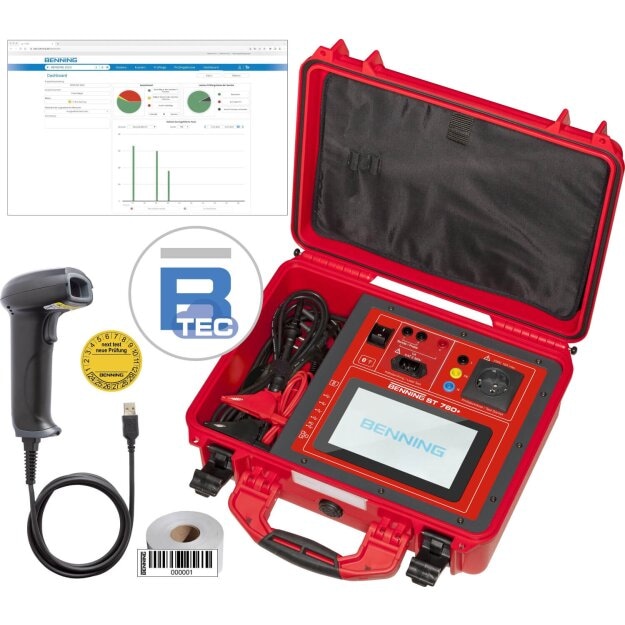 BENNING 10238250 Appliance Tester für elektrische medizintechnische Geräte und Schweißanlagen Prüfungen nach DIN EN 50678/50699/62353/60974-4 7-Zoll Touchdisplay 24 Vorlagen/Standard ST 76