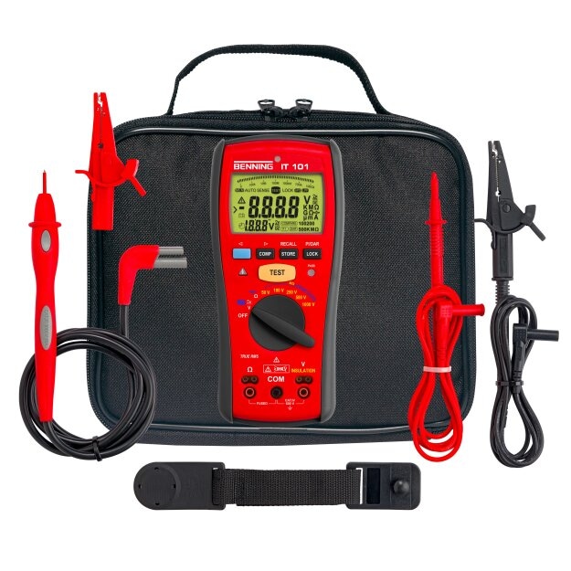 BENNING 44033 TRMS-Isolations- und Niederohmmessgerät (BENNING IT 101) CAT IV 600 V — bis 20 GΩ 200 mA Prüfstrom True RMS 100 Messwerte grüne/Rote LED IT 101