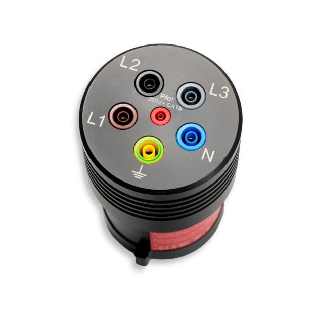 BENNING 44042 Messadapter für 5‑polige 63 A CEE‑Steckdosen (3P+N+PE) 5×4 mm Sicherheitsbuchsen zusätzlicher 2 mm Pilotkontakt CAT III 300 V Für Installationsprüfer: Rlow Riso Zloop Zline FI‑Prüfung TA 7-63