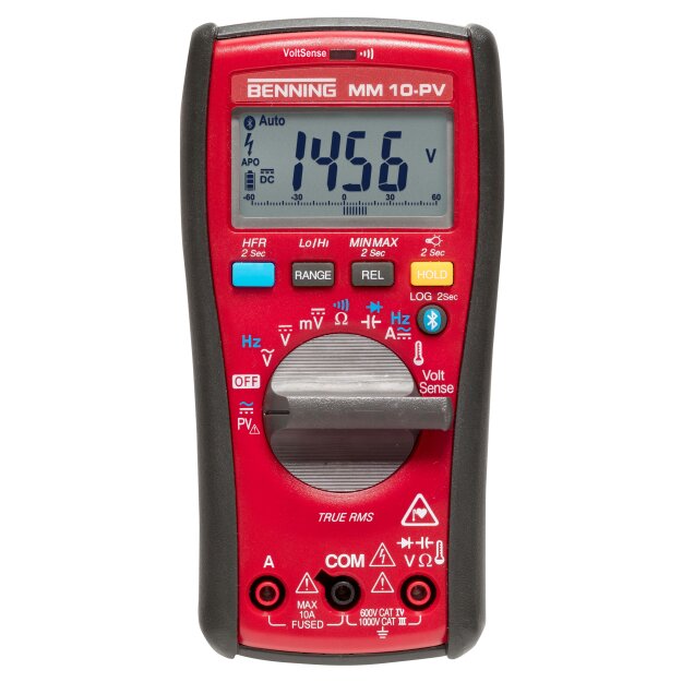 BENNING 44089 True-RMS-Multimeter für PV und Hochspannung: 1500 VAC / 2000 V DC (mit TA PV) 10 A Bluetooth-Datalogger 4000 Messwerte CAT IV 600 V / CAT III 1000 V TRMS