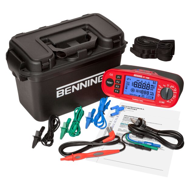 BENNING 44105 Multifunktionales Installationsprüfgerät IT 105 für VDE/IEC-Prüfungen: Isolations- Niederohm- Schleifen- und RCD‑Tests AUTO‑Start LOCK‑Funktion großes Grafikdisplay IT 105