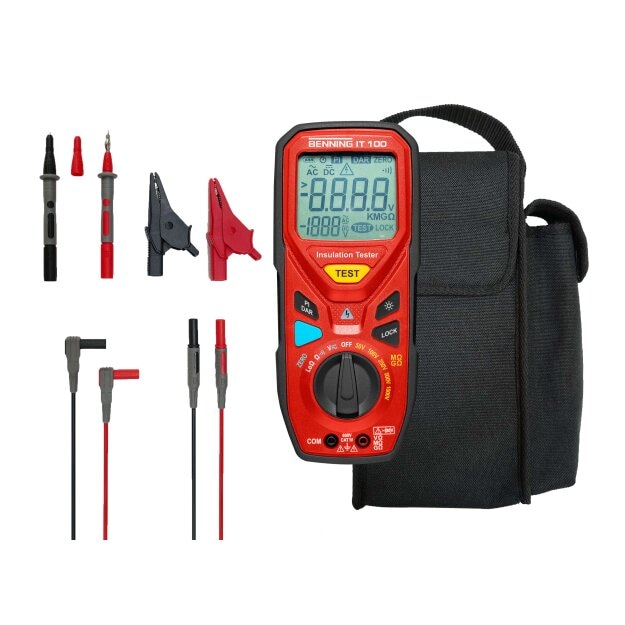 BENNING 44107 Isolations- und Niederohmmessgerät 50–1000 V mit PI/DAR-Auswertung Fremdspannungs-LED automatischer Bereichswahl Lock-Funktion und CAT IV 600 V / CAT III 1000 V Inkl Zubehör IT 100