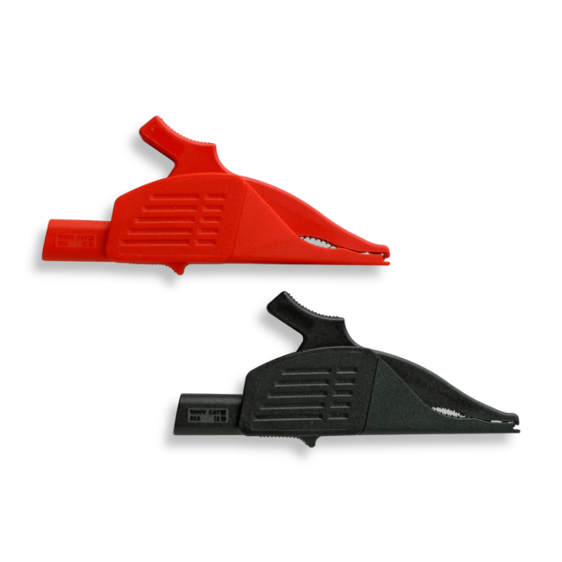 BENNING 44124 Zweistückiges Krokodilklemmen-Set TA 1 Rot/Schwarz 4 mm Sicherheitstecktechnik 32 A CAT III 1000 V – isolierte Profi-Ausführung für Mess- und Prüfaufgaben TA 1