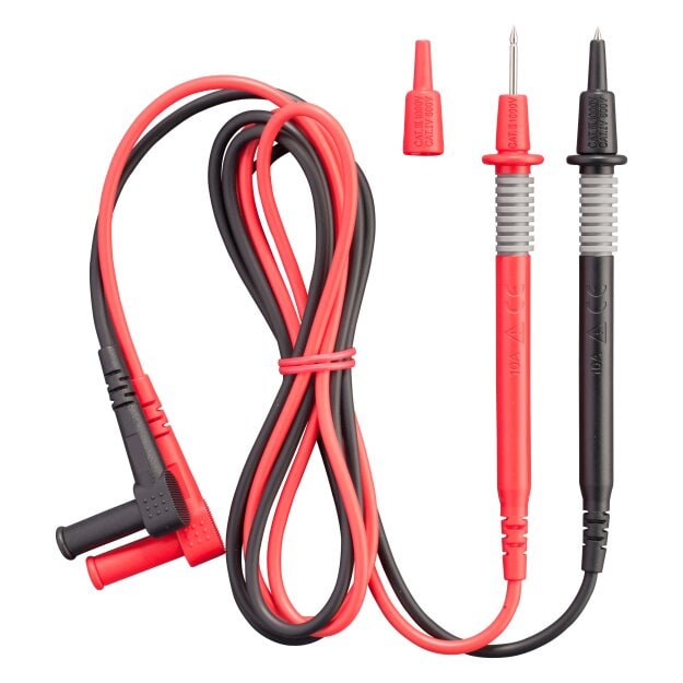 BENNING 44146 Sicherheitsmessleitungen 2 mm (L=18 mm) 2-tlg Rot/Schwarz 1,40 m Silikonisoliert 4 mm Sicherheitsstecker 10 A CAT IV 600V/CAT III 1000V (mit Schutzkappen)