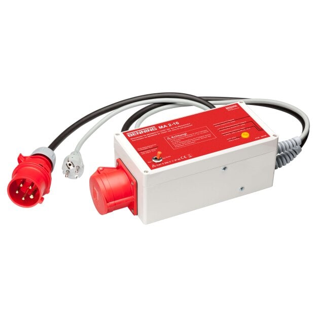 BENNING 44160 Aktiv-Messadapter zur Prüfung 3‑phasiger Verbraucher und Schweißgeräte mit Gerätetestern (RPE RISO IPE) 16 A / 400 V CAT II (300 V) IP40 MA 2-16