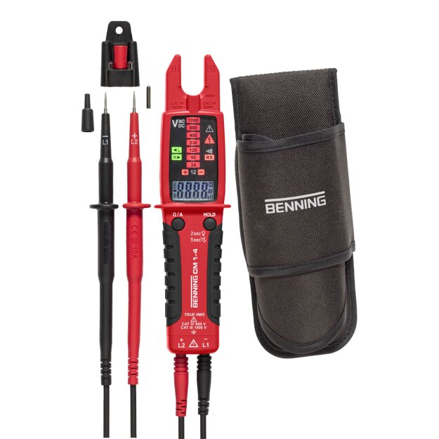 BENNING 44686 True-RMS-Stromzange 200 A AC Messung bis 1000 V Widerstand bis 50 kΩ Drehfeld/Polarität/Durchgang CAT IV 600 V / CAT III 1000 V IP65 CM 1-4