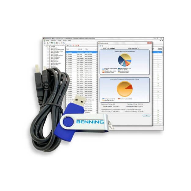 BENNING 47002 Professionelle PC-Software zur Verwaltung und Dokumentation von Messwerten mit klarer Datenbankstruktur Import/Export kostenlosem Update USB-Stick inkl ST 750-760