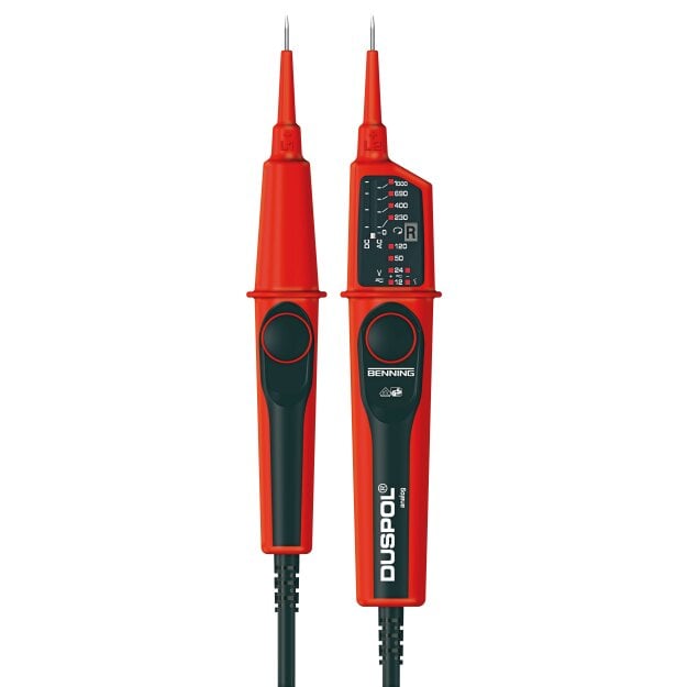 BENNING 50261 Zweipoliger Spannungsprüfer 12–1000 V AC/DC (LED + Tauchspule) CAT IV 600V / CAT III 1000V IP65 speisefrei vom Prüfobjekt Drehfeld/Phase/Polarität Messspitzenschutz DUSPOL