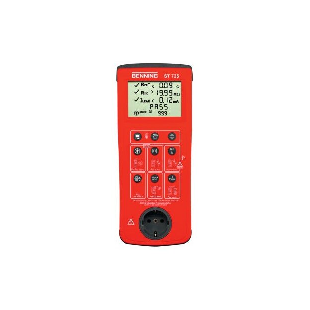 BENNING 50316 Mobiler Gerätetester für VDE0701/0702 (EN 50678/50699): batterie-/netzabhängig Differenz-/Ersatzableitstrom Messwertspeicher Excel-/PDF-Export ST 725