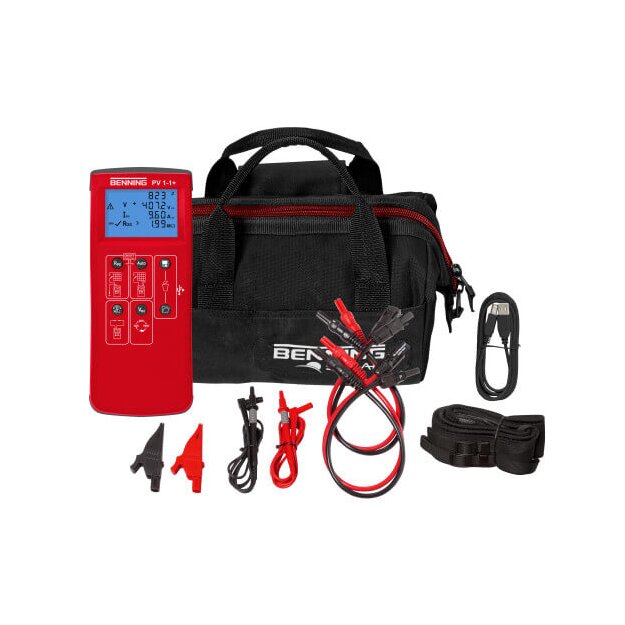 BENNING 5042101 PV-Installationstester für normgerechte Prüfungen (VDE 0126‑23 DIN EN 62446) Messwertspeicher USB-Download sichere Isolations- und Kurzschlussstrommessung bis 15 A DC PV 1-1+