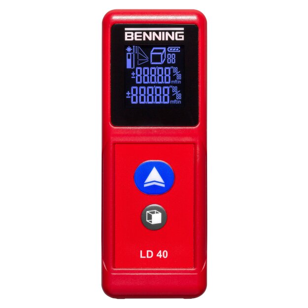 BENNING 50500 Kompaktes Laser-Entfernungsmessgerät 0,05–40 m ±3 mm Genauigkeit Laserklasse 2 Flächen- Volumen- und indirekte Pythagoras-Messungen IP54 LD 40