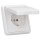 JUNG CD IP 44 Set Alpinweiß: CD1520BFKLWW SCHUKO Klappdeckelsteckdose + 551WU Dichtungsflansch IP44 + CD581WW Rahmen 1fach