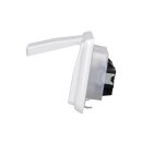 JUNG CD IP 44 Set Alpinweiß: 2x CD1520BFKLWW SCHUKO Klappdeckelsteckdose + 2x 551WU Dichtungsflansch IP44 + CD582WW Rahmen 2fach