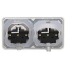 JUNG CD IP 44 Set Alpinweiß: 2x CD1520BFKLWW SCHUKO Klappdeckelsteckdose + 2x 551WU Dichtungsflansch IP44 + CD582WW Rahmen 2fach