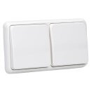 JUNG CD IP 44 Set Alpinweiß: 2x CD1520BFKLWW SCHUKO Klappdeckelsteckdose + 2x 551WU Dichtungsflansch IP44 + CD582WW Rahmen 2fach