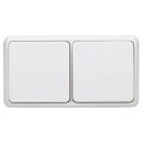 JUNG CD IP 44 Set Alpinweiß: 2x CD1520BFKLWW SCHUKO Klappdeckelsteckdose + 2x 551WU Dichtungsflansch IP44 + CD582WW Rahmen 2fach