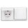 JUNG CD IP 44 Set Alpinweiß: 2x CD1520BFKLWW SCHUKO Klappdeckelsteckdose + 2x 551WU Dichtungsflansch IP44 + CD582WW Rahmen 2fach