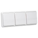 JUNG CD IP 44 Set Alpinweiß: 3x CD1520BFKLWW SCHUKO Klappdeckelsteckdose + 3x 551WU Dichtungsflansch IP44 + CD583WW Rahmen 3fach