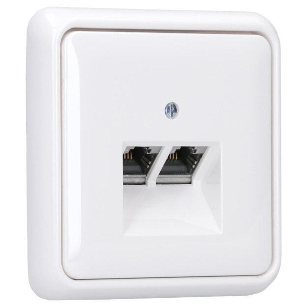 Jung Serie CD Komplett-Set Alpinweiß: Cat.6A iso-Anschlussdose UAE-Cat.6A iso-8/8 Up 0 + CD569-2UAWW Abdeckung f. IAE/UAE-Anschlussdose + CD581WW Rahmen 1fach