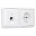 Jung Serie CD Komplett-Set Alpinweiß: Cat.6A iso-Anschlussdose UAE-Cat.6A iso-8 Up 0 + CD569-1UAWW Abdeckung + CD1520WW SCHUKO Steckdose + CD582WW Rahmen 2fach