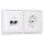 Jung Serie CD Komplett-Set Alpinweiß: Cat.6A iso-Anschlussdose UAE-Cat.6A iso-8/8 Up 0 + CD569-2UAWW Abdeckung + CD1520WW SCHUKO Steckdose + CD582WW Rahmen 2fach