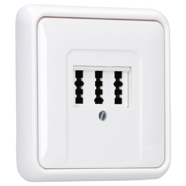 Jung Serie CD Komplett-Set Alpinweiß: TAE-Anschlussdose TAE 3x6 NFN Up 0 rw + CD569TWW Abdeckung + CD581WW Rahmen 1fach
