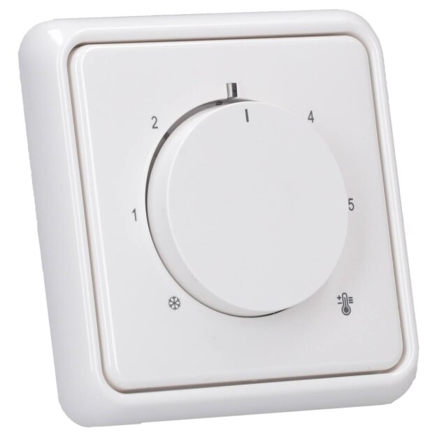 Jung Serie CD Komplett-Set Alpinweiß: RTR230 Raumthermostat (Öffner) 230 V + CD1749BFWW Abdeckung für Raumtemperaturregler-Einsätze + CD581WW Rahmen 1fach