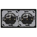 Jung Serie LS Komplett-Set Edelstahl: 2x ES1520 SCHUKO Steckdose + ES2982 Rahmen 2fach