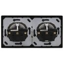 Jung Serie LS Komplett-Set Edelstahl: 2x ES1520KI SCHUKO Steckdose m. Berührungsschutz + ES2982 Rahmen 2fach