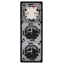 Jung Serie LS Komplett-Set Edelstahl: 506U Wippschalter Universal + ES2990 Wippe f. Schalter/Taster + 2x ES1520 SCHUKO Steckdose + ES2983 Rahmen 3fach