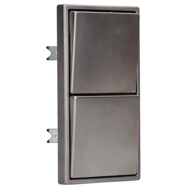 Jung Serie LS Komplett-Set Edelstahl: 2x 506U Wippschalter Universal + 2x ES2990 Wippe f. Schalter/Taster + ES2982 Rahmen 2fach