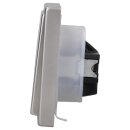 JUNG LS IP 44 Set Edelstahl: ES1520KL SCHUKO Steckdose m. Klappdeckel + 551WU Dichtungsflansch + ES2981 Rahmen 1fach