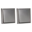 JUNG LS IP 44 Set Edelstahl 2x: ES1520KL SCHUKO Steckdose m. Klappdeckel + 551WU Dichtungsflansch + ES2981 Rahmen 1fach