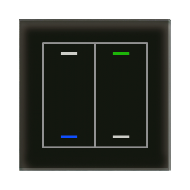 MDT GTL-2T0S.02S KNX Glastaster II Light 2-fach RGBW TS Neutral Secure Schwarz