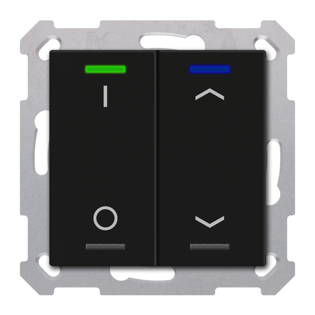 MDT TAL-55T2D06.02S KNX Taster Light 55 2-fach RGBW TS Schalten Jalousie Secure Schwarz matt