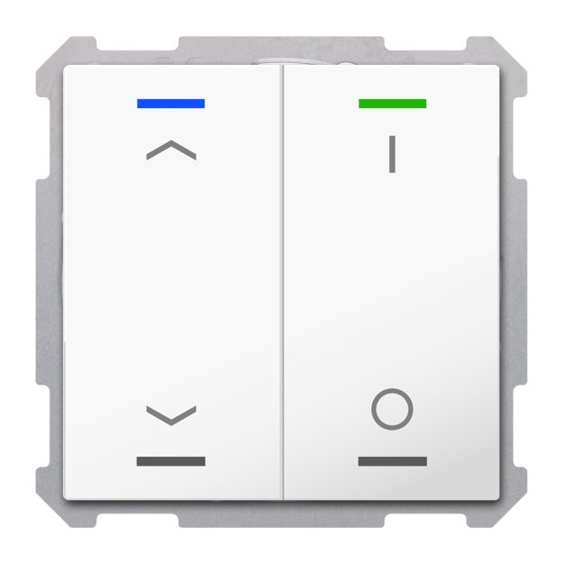 MDT TAL-63T2C04.02S KNX Taster Light 63 2-fach RGBW TS Studio glänz.,Jalousie Schalten Secure Studioweiß