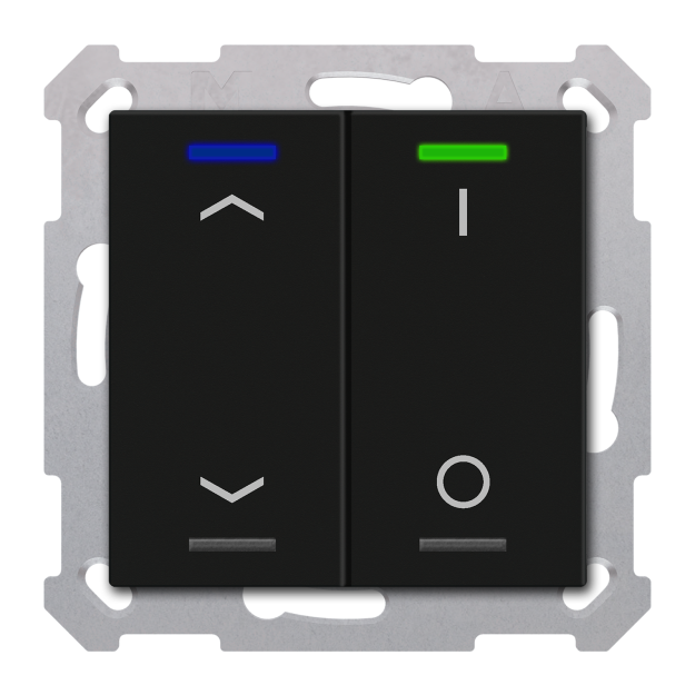 MDT TAL-5502C06.02S KNX Taster Light 55 2-fach RGBW Jalousie Schalten Secure Schwarz matt