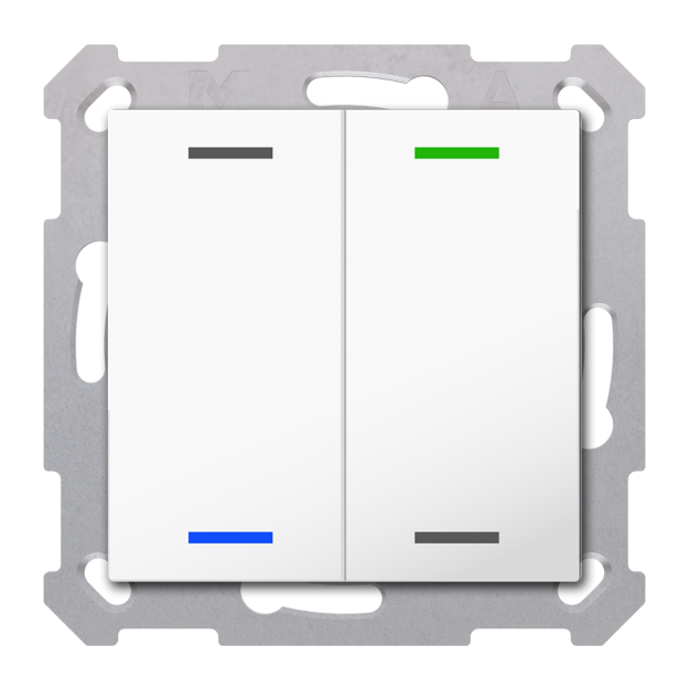 MDT TAL-5502002.02S KNX Taster Light 55 2-fach RGBW Neutral Secure Reinweiß glänzend