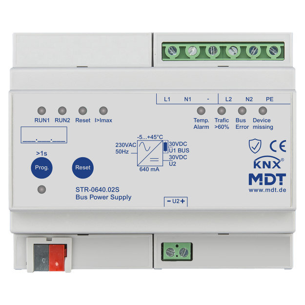 MDT STR-0640.02S KNX Redundante Busspannungsversorgung mit Diagnose 6TE REG 640 mA Secure