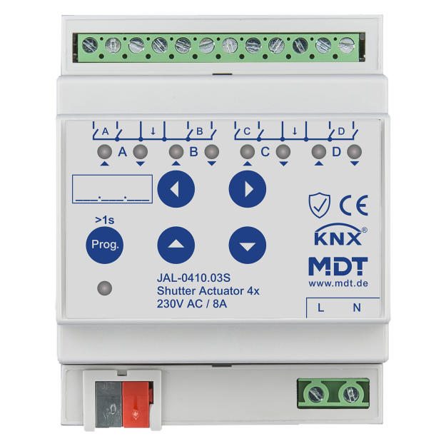 MDT JAL-0410.03S KNX Jalousieaktor 4-fach 4TE REG 8 A 230 V AC Secure