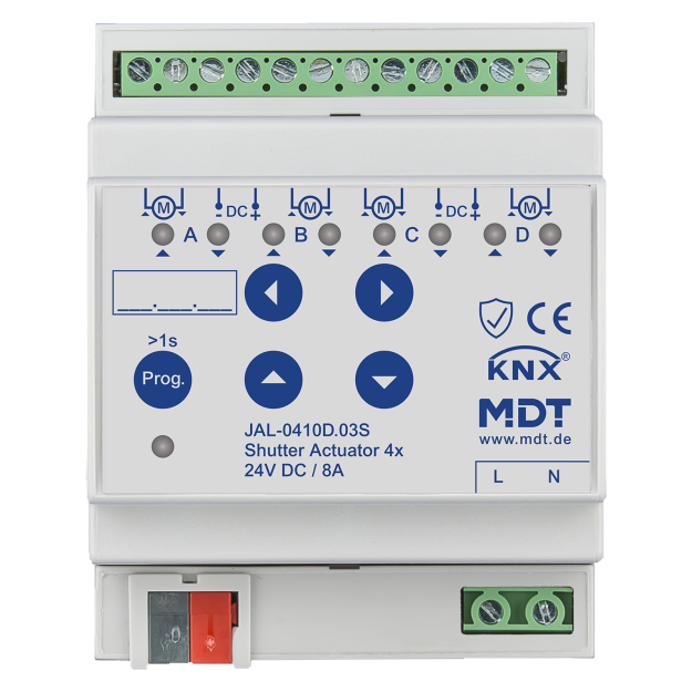 MDT JAL-0410D.03S KNX Jalousieaktor 4-fach 4TE REG 8 A 24 V DC Secure