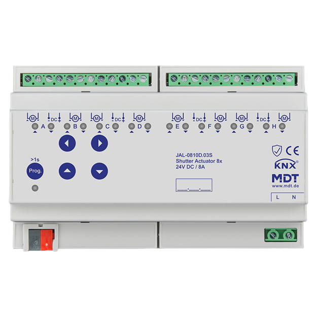 MDT JAL-0810D.03S KNX Jalousieaktor 8-fach 8TE REG 8 A 24 V DC Secure