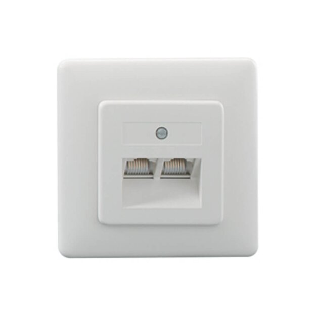 RKB 80000002 5Gbit Netzwerkdose 2-fach Weiß - passend für Cat.6- und Cat.7 Netzwerk-Kabel