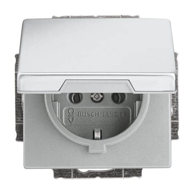 B-WARE Busch-Jaeger 20 EUK-866 SCHUKO® Steckdosen-Einsatz mit Klappdeckel (Edelstahl) Edelstahl 2CKA002018A1490