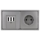 Jung Serie LS Komplett-Set Edelstahl: TAE-Anschlussdose...