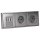 Jung Serie LS Komplett-Set Edelstahl: TAE-Anschlussdose TAE 3x6 NFN Up 0 rw + ES2969T Abdeckung f. TAE-Anschlussdose + 2x ES1520 SCHUKO Steckdose + ES2983 Rahmen 3-fach
