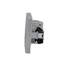 Jung Serie LS Komplett-Set Edelstahl: Cat.6A iso-Anschlussdose UAE-Cat.6A iso-8 Up 0 + ES2969-1UA Abdeckung f. IAE/UAE-Anschlussdose + ES1520 SCHUKO Steckdose + ES2982 Rahmen 2-fach