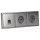Jung Serie LS Komplett-Set Edelstahl: Cat.6A iso-Anschlussdose UAE-Cat.6A iso-8 Up 0 + ES2969-1UA Abdeckung f. IAE/UAE-Anschlussdose + 2x ES1520 SCHUKO Steckdose + ES2983 Rahmen 3-fach