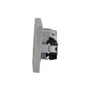 Jung Serie LS Komplett-Set Edelstahl: Cat.6A iso-Anschlussdose UAE-Cat.6A iso-8/8 Up 0 + ES2969-2UA Abdeckung f. IAE/UAE-Anschlussdose + ES1520 SCHUKO Steckdose + ES2982 Rahmen 2-fach